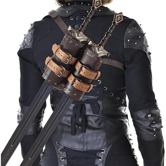 Medieval Sword Back Holster Cosplay Sword Belt Frog Adjustable Sword Back Holder - Picture 8 of 8